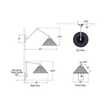 Load image into Gallery viewer, Wimberley Swing Arm Wall Light - line drawing.
