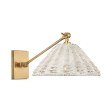 Load image into Gallery viewer, Wimberley Wall Light in Soft Brass/White Wicker.

