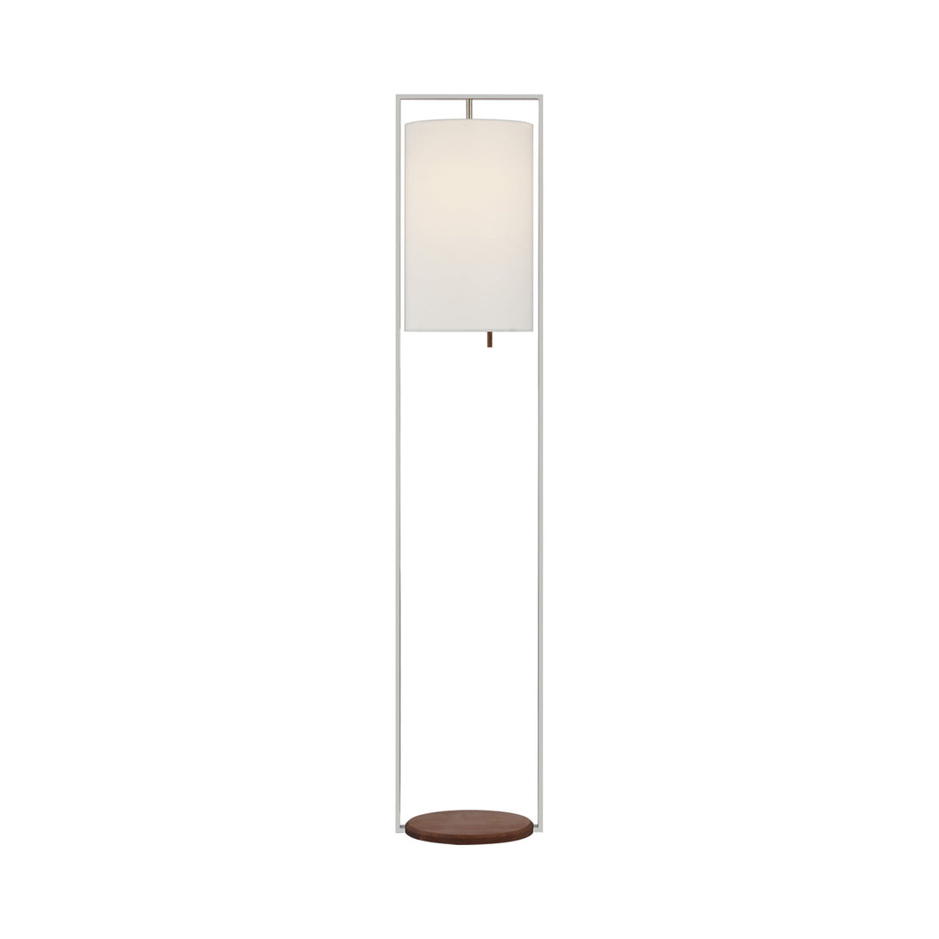 Zenz Floor Lamp in Polished Nickel/Walnut.