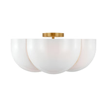 Load image into Gallery viewer, Cheverny Semi Flush Mount Ceiling Light in Brushed Brass.
