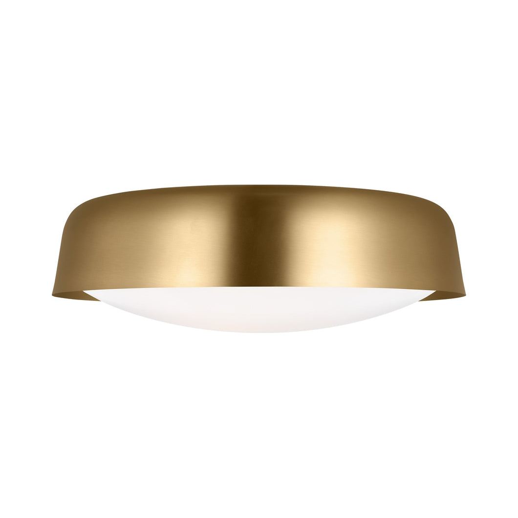 Draper Flush Mount Ceiling Light in Burnished Brass.
