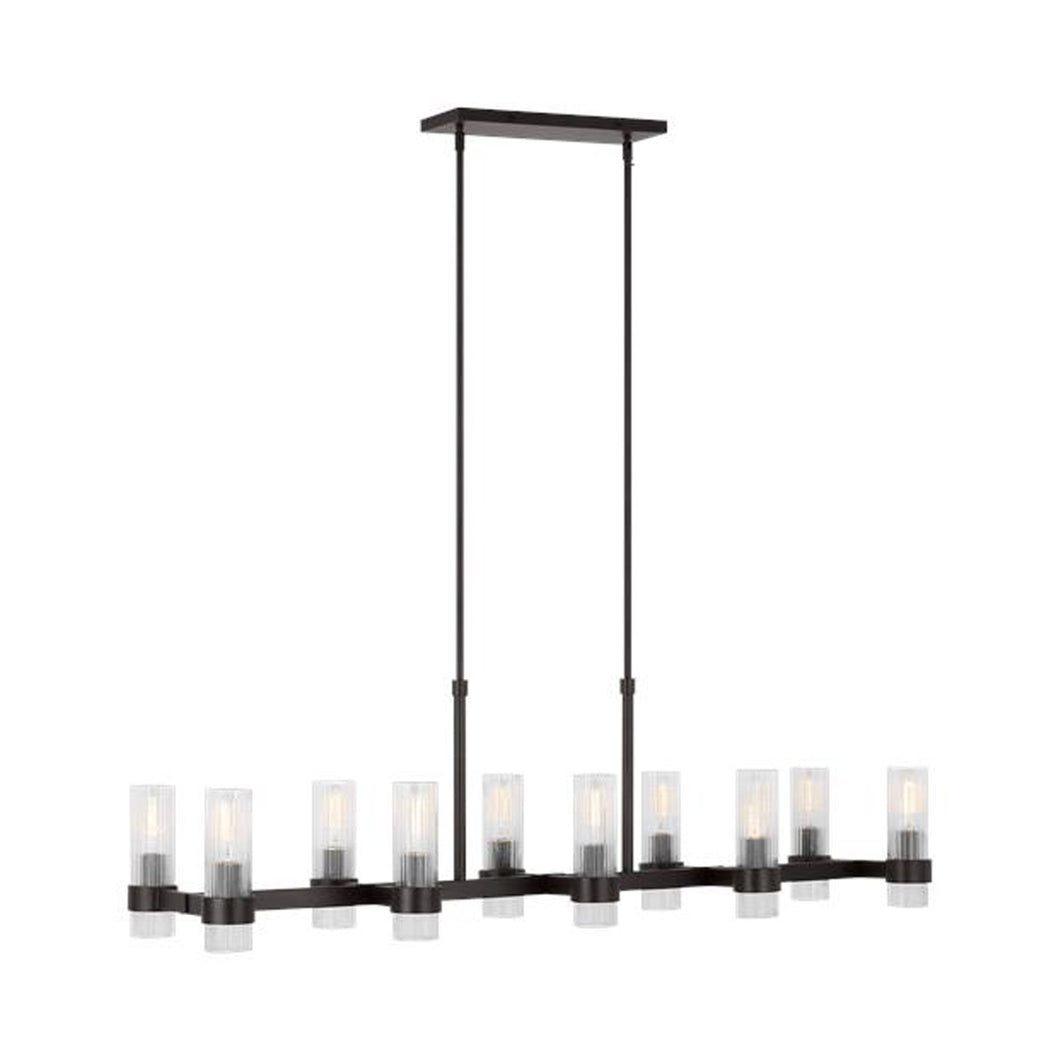 Geneva Linear Pendant Light in Aged Iron.