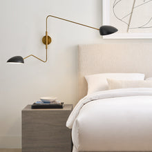 Load image into Gallery viewer, Jane Double Wall Light in bedroom.
