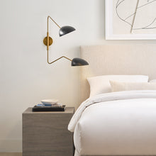 Load image into Gallery viewer, Jane Double Wall Light in bedroom.
