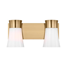 Load image into Gallery viewer, Roy Bath Vanity Light in Satin Brass (2-Light).
