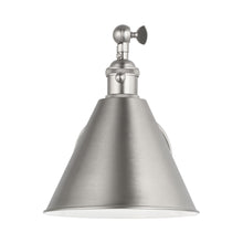 Load image into Gallery viewer, Salem Single Arm One Wall Light in Brushed Nickel.
