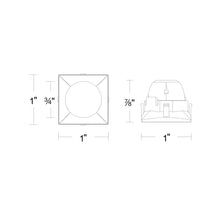 Load image into Gallery viewer, Aether Atomic Square Downlight Recessed Light - line drawing.
