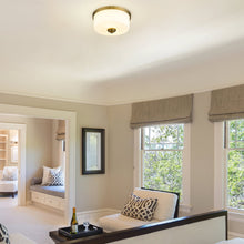 Load image into Gallery viewer, Arlington Flush Mount Ceiling Light in living room.
