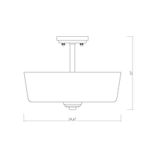 Load image into Gallery viewer, Arlington Semi Flush Mount Ceiling Light - line drawing.
