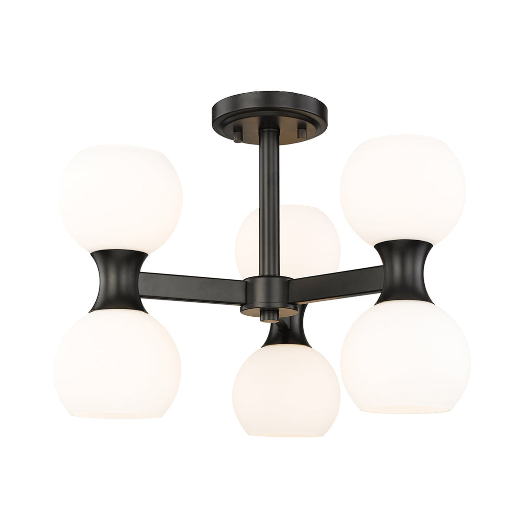 Artemis Semi Flush Mount Ceiling Light in Matte Black (6-Light).