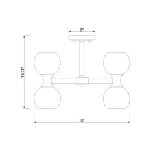 Load image into Gallery viewer, Artemis Semi Flush Mount Ceiling Light - line drawing.
