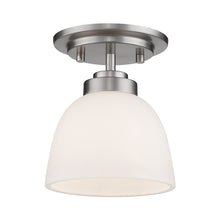 Load image into Gallery viewer, Ashton Flush Mount Ceiling Light in Brushed Nickel/Matte Opal.
