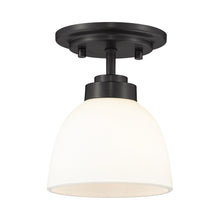 Load image into Gallery viewer, Ashton Flush Mount Ceiling Light in Matte Black/Matte Opal.
