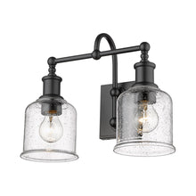 Load image into Gallery viewer, Bryant Bath Vanity Light in Matte Black/Clear Seedy (2-Light).
