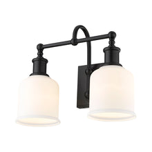 Load image into Gallery viewer, Bryant Bath Vanity Light in Matte Black/Matte Opal (2-Light).

