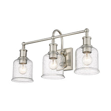 Load image into Gallery viewer, Bryant Bath Vanity Light in Brushed Nickel/Clear Seedy (3-Light).
