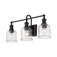 Load image into Gallery viewer, Bryant Bath Vanity Light in Matte Black/Clear Seedy (3-Light).
