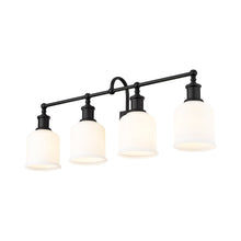 Load image into Gallery viewer, Bryant Bath Vanity Light in Matte Black/Matte Opal (4-Light).

