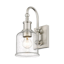 Load image into Gallery viewer, Bryant Bath Wall Light in Brushed Nickel (Clear Seedy).
