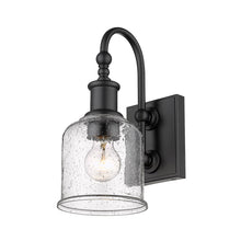 Load image into Gallery viewer, Bryant Bath Wall Light in Matte Black (Clear Seedy).
