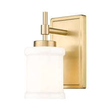 Load image into Gallery viewer, Cadoc Bath Wall Light in Modern Gold.
