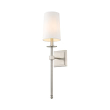 Load image into Gallery viewer, Camila Wall Light in Brushed Nickel/White.
