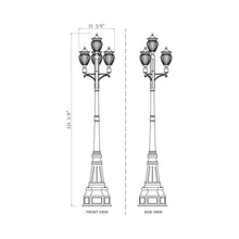 Load image into Gallery viewer, Davina Outdoor Ornate Post Light - line drawing.
