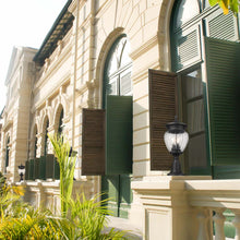 Load image into Gallery viewer, Davina Outdoor Teardrop Post Light in Outside Area.
