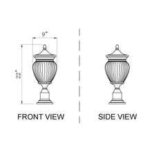 Load image into Gallery viewer, Davina Outdoor Teardrop Post Light - line drawing.
