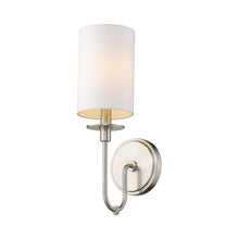 Load image into Gallery viewer, Ella Wall Light in Brushed Nickel/White.
