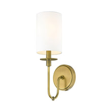 Load image into Gallery viewer, Ella Wall Light in Rubbed Brass/White.
