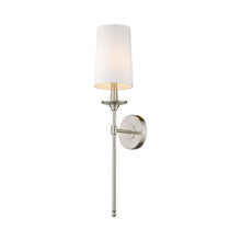 Load image into Gallery viewer, Emily Single Wall Light in Brushed Nickel/White.
