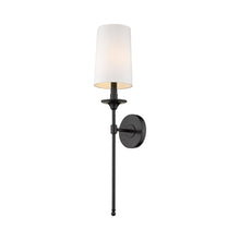 Load image into Gallery viewer, Emily Single Wall Light in Matte Black/White.
