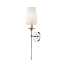 Load image into Gallery viewer, Emily Single Wall Light in Polished Nickel/White.
