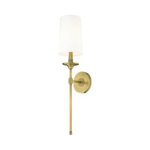 Load image into Gallery viewer, Emily Single Wall Light in Rubbed Brass/White.
