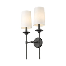 Load image into Gallery viewer, Emily Wall Light in Matte Black (2-Light).
