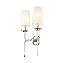 Load image into Gallery viewer, Emily Wall Light in Polished Nickel (2-Light).
