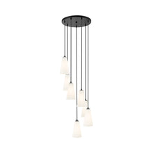 Load image into Gallery viewer, Farrell Chandelier in Matte Black (7-Light/13.75-Inch).
