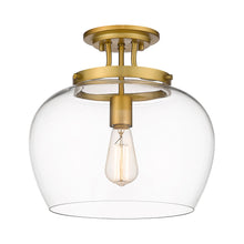 Load image into Gallery viewer, Joliet Semi Flush Mount Ceiling Light in Olde Brass (1-Light).
