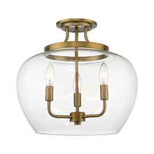 Load image into Gallery viewer, Joliet Semi Flush Mount Ceiling Light in Olde Brass (3-Light).
