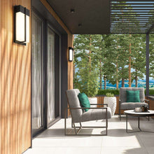 Load image into Gallery viewer, Nyx Outdoor LED Wall Light in Outside Area.
