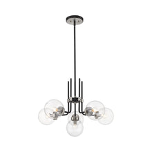 Load image into Gallery viewer, Parsons Chandelier in Matte Black/Brushed Nickel (6-Light).
