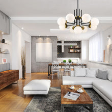 Load image into Gallery viewer, Parsons Chandelier in living room.
