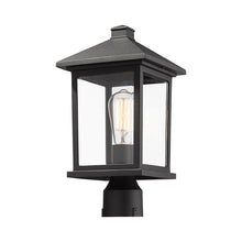 Load image into Gallery viewer, Portland Outdoor Round Mount Post Light in Black/Clear Beveled (16-Inch).
