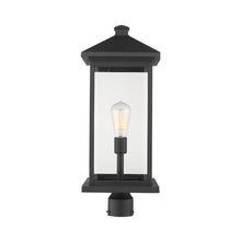 Load image into Gallery viewer, Portland Outdoor Round Mount Post Light in Black/Clear Beveled (24-Inch).
