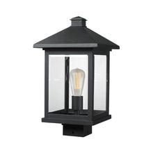 Load image into Gallery viewer, Portland Outdoor Square Mount Post Light in Black/Clear Beveled (17-Inch).
