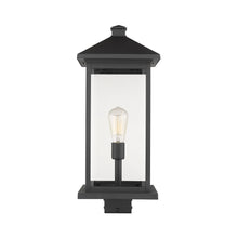 Load image into Gallery viewer, Portland Outdoor Square Mount Post Light in Black/Clear Beveled (22.5-Inch).

