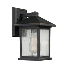Load image into Gallery viewer, Portland Outdoor Wall Light in Oil Rubbed Bronze/Clear Seedy (10.25-Inch).
