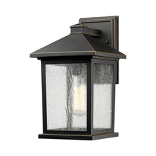 Load image into Gallery viewer, Portland Outdoor Wall Light in Oil Rubbed Bronze/Clear Seedy (14-Inch).

