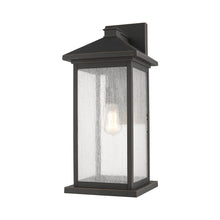 Load image into Gallery viewer, Portland Outdoor Wall Light in Oil Rubbed Bronze/Clear Seedy (22-Inch).
